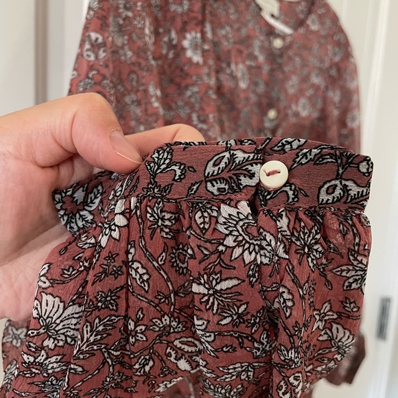 Lucky Brand, Pink/red floral boho flowing blouse - Picture 5 of 6